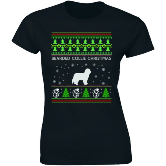 Bearded Collie Dog Christmas Animal Lover T-shirt - Picture 1 of 3